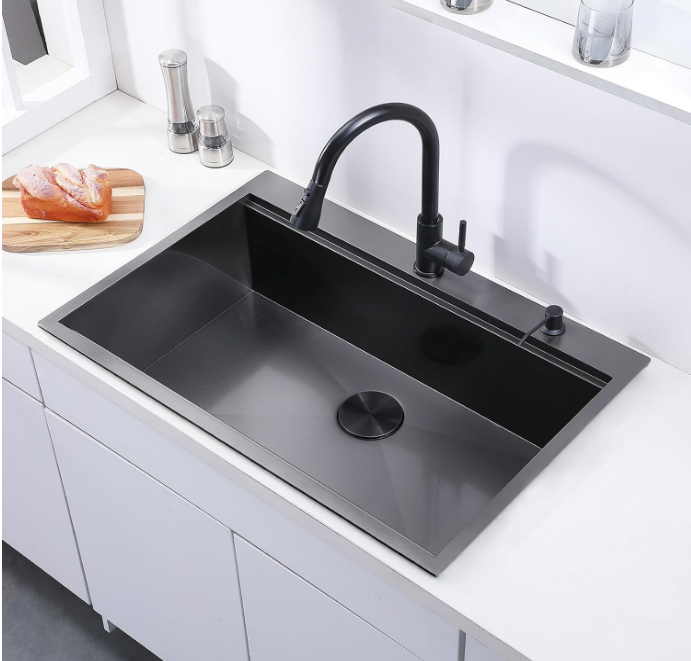 Black Stainless Steel Kitchen Sink with Single Bowl