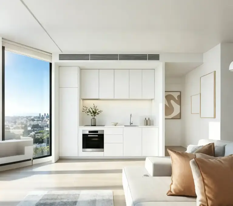 VCCUCINE–OW009-Minimalist 2PAC Kitchen cabinetry with Finger Pull Door Panel for Australian