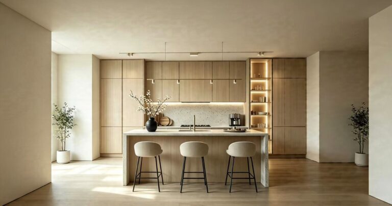 VCCUCINE-SPCP005- Light Oka Grain Modern Kitchen cabinetry  Island for Australia project
