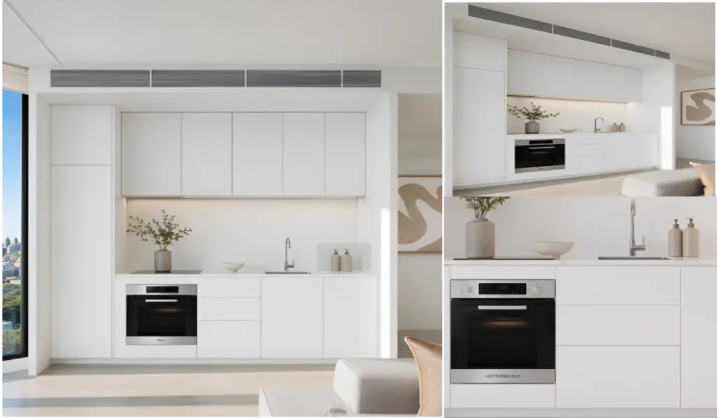 VCCUCINE–OW009-Minimalist 2PAC Kitchen cabinetry with Finger Pull Door Panel for Australian