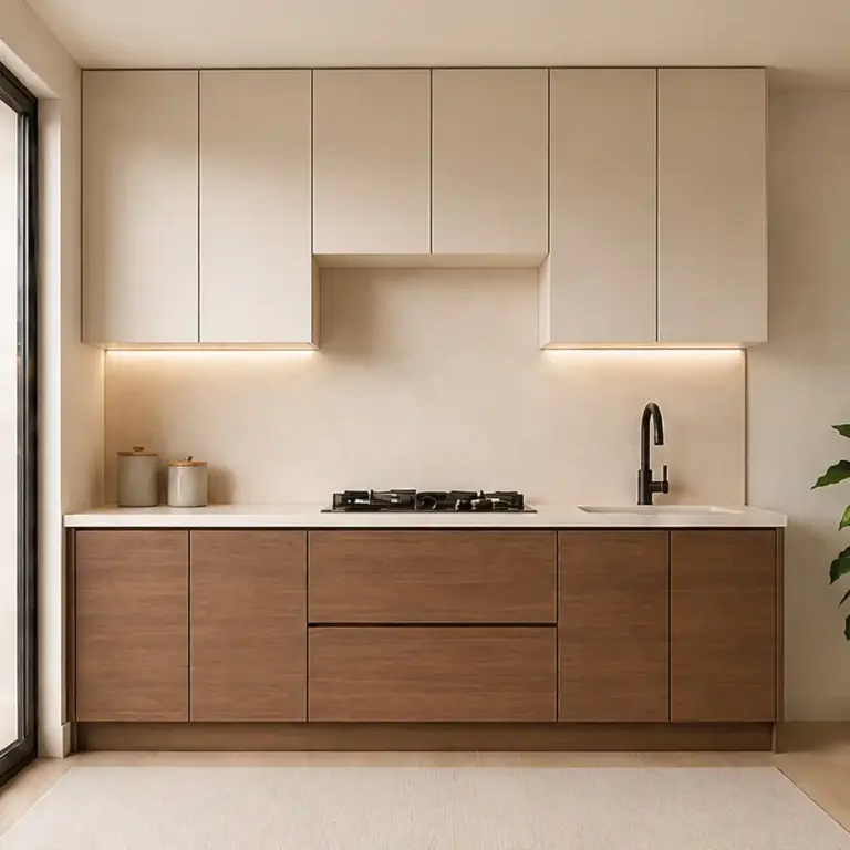 VCCUCINE-OWWN Modern 2Pac Walnut Handleless Kitchen Cabinetry for AU Apartment Projects