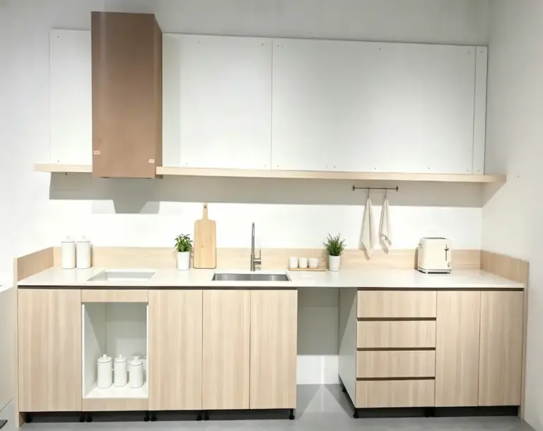 Light oak and white modern kitchen cabinetry completed in an Australian renovation project