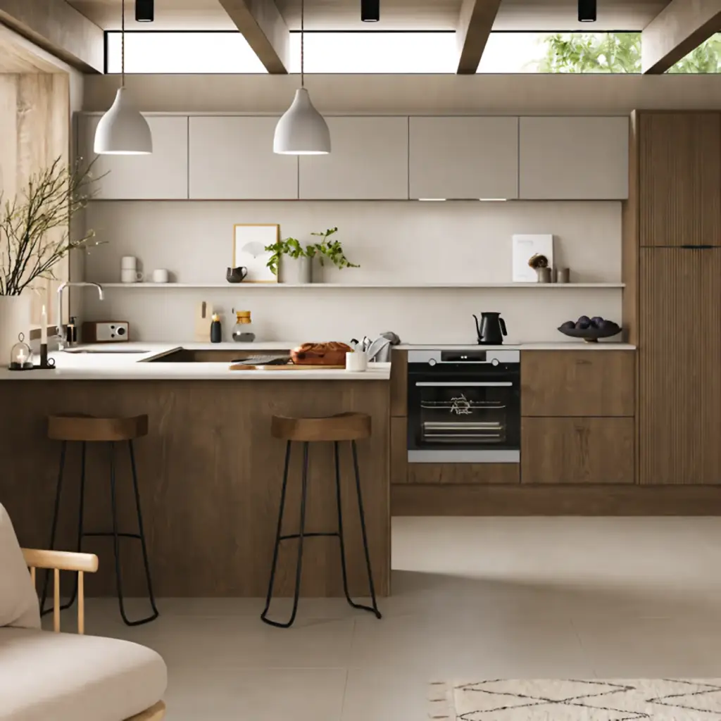 Modern natural style kitchen fitted in an older Australian home renovation