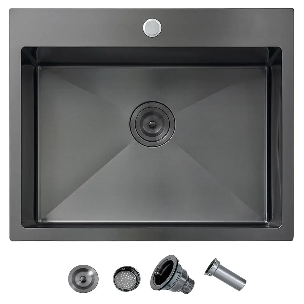 VCCUCINE 20 x 16 英寸 炮铜黑 T-304 不锈钢嵌入式吧台水槽，16 号钢板，深度 9 英寸，专为建筑商和承包商设计