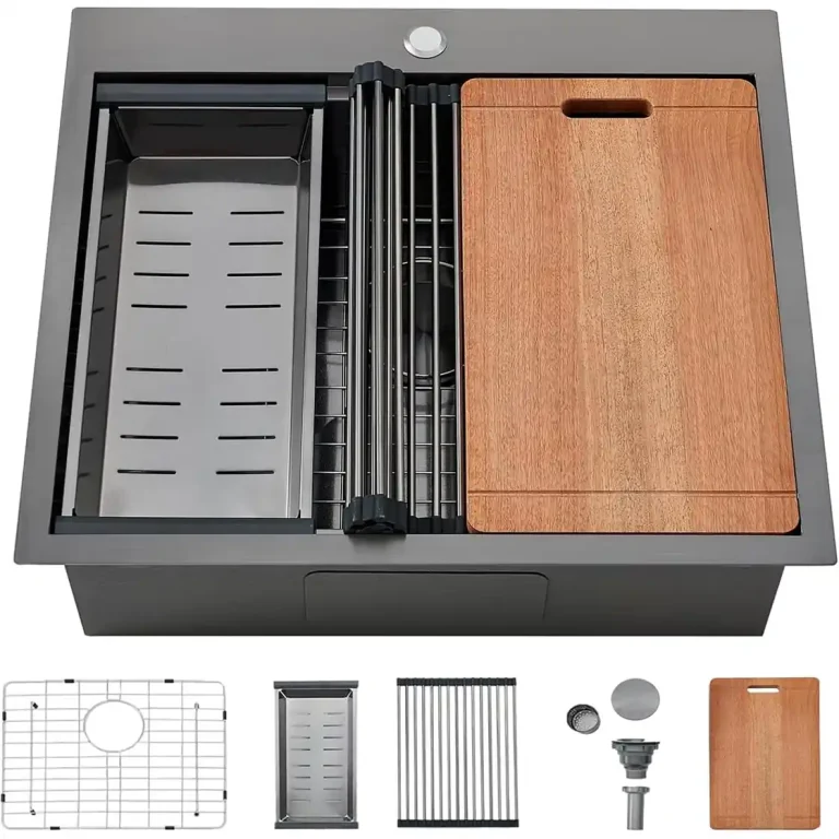 草稿VCCUCINE 25 x 22 英寸 炮铜黑 T-304 不锈钢嵌入式工作台厨房水槽，深度 9 英寸，附带砧板及配件，适用于厨房和酒吧项目