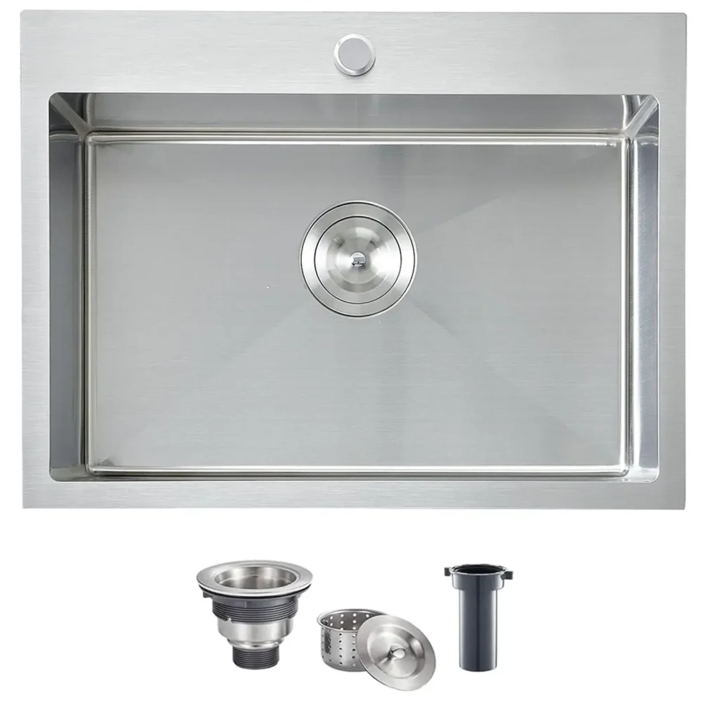 VCCUCINE 22 x 18 英寸拉丝镍不锈钢嵌入式吧台水槽，16 号钢板，9 英寸深大盆，适用于厨房及卫浴供应商