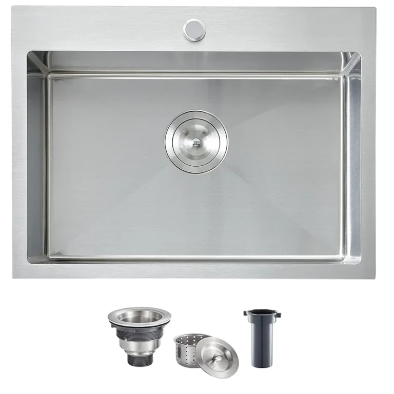 VCCUCINE 22 x 18 英寸拉丝镍不锈钢嵌入式吧台水槽，16 号钢板，9 英寸深大盆，适用于厨房及卫浴供应商