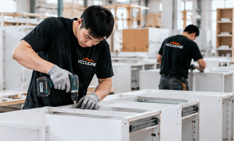 VCCUCINE factory pre-assembled kitchen cabinets prepared for export shipment