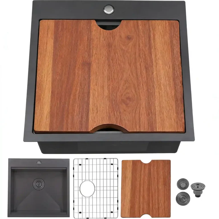 VCCUCINE 21 × 20 英寸黑色不锈钢嵌入式吧台水槽，适用于建筑商及住宅项目