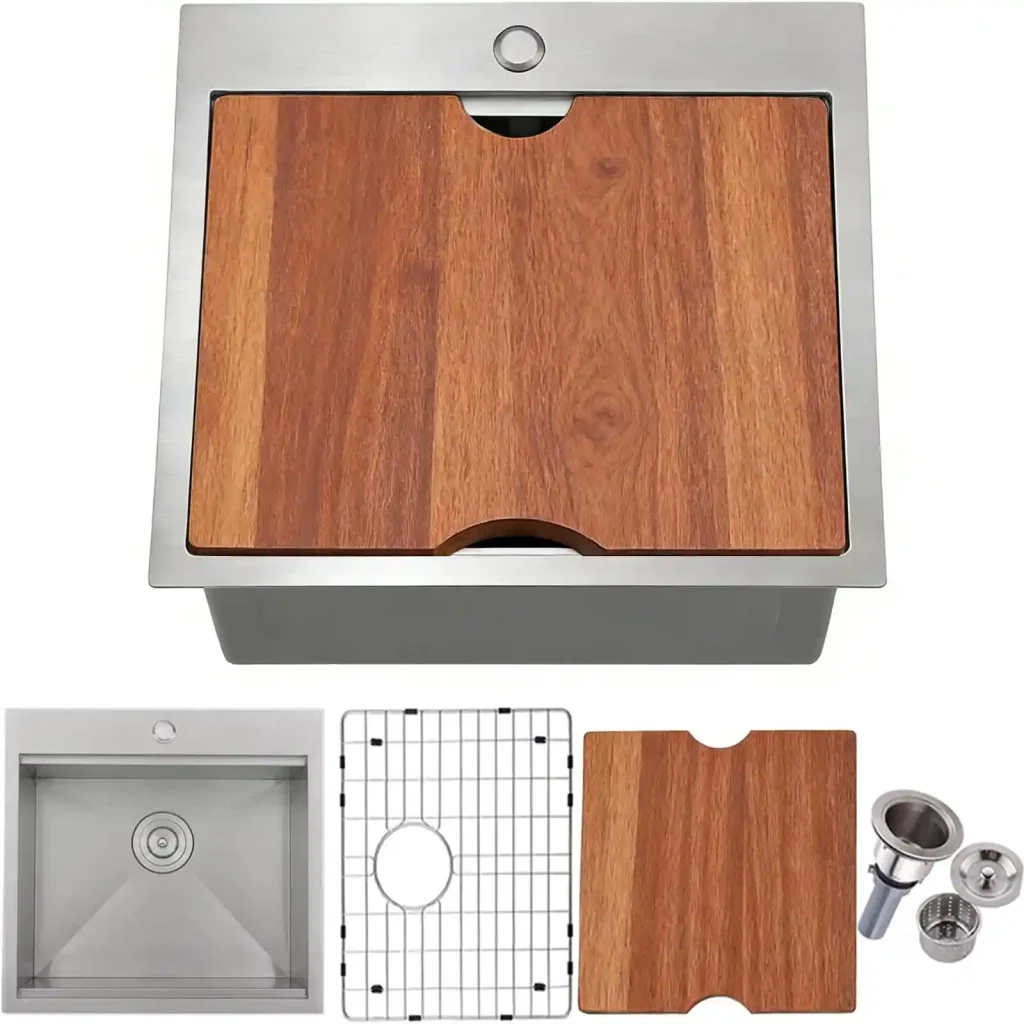 VCCUCINE 21 × 20 英寸大型不锈钢嵌入式工作台吧台水槽，适用于贸易及工程项目供应