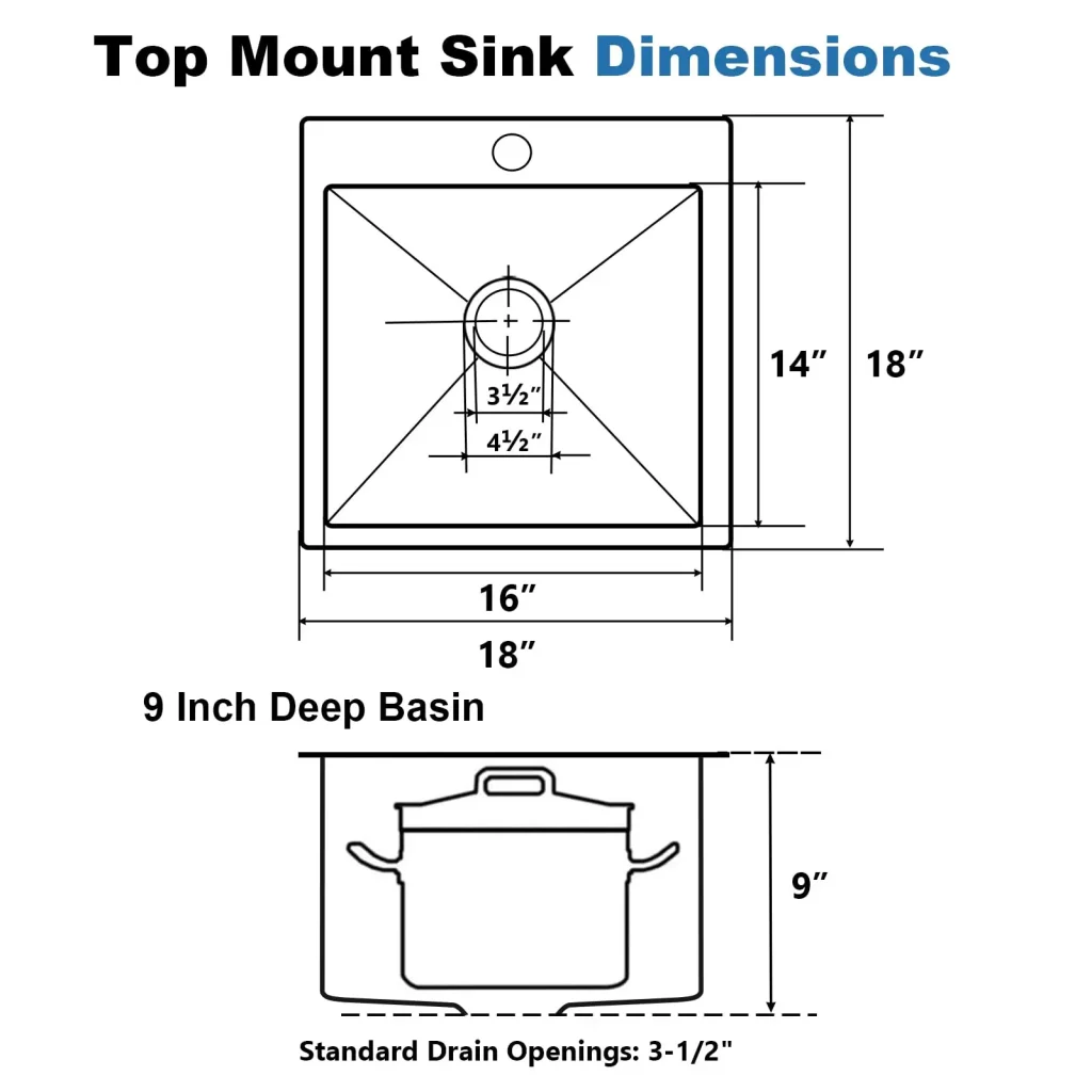 VCCUCINE 18 x 18 英寸拉丝镍色 SUS304 不锈钢嵌入式吧台水槽，16 号钢板，深度 9 英寸，适用于批量订购